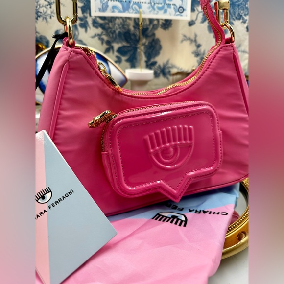 🆕 CHIARA FERRAGNI 🧿 NWT Vicky Eyelike Tote Bag - Borsa a Mano - Rose Pink - Picture 6 of 15